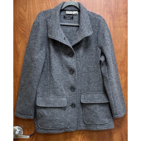 LL BEAN BELLANDI 100% Wool Coat Women's Italian fabric Grey Size XL - Picture 1 of 10